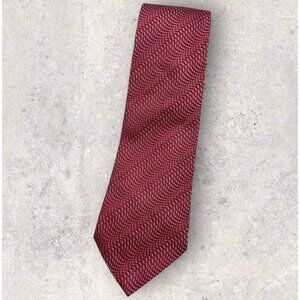 AUBERT & DUVAL Silk Tie FRANCE Burgundy Red Silver Geometric W:4" EUC